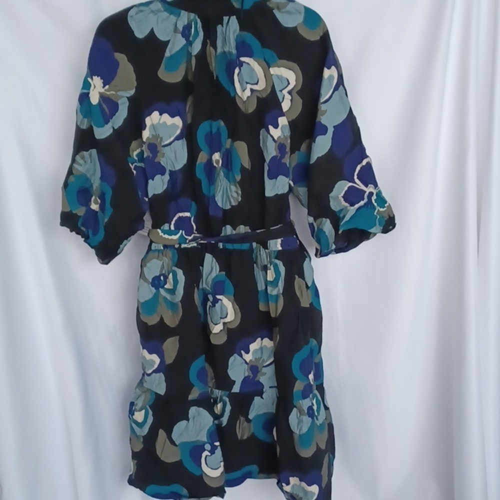 Ophelia Roe Mini Dress Puff Sleeve Elastic Waist Floral XL, 20" PTP, 36"L - Picture 4 of 8